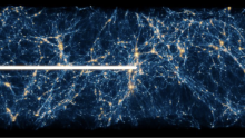 Artistic reconstruction of a photon's path through intergalactic gas